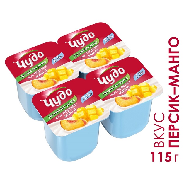 Йогурт Персик-манго 2,5% Чудо 115 гр