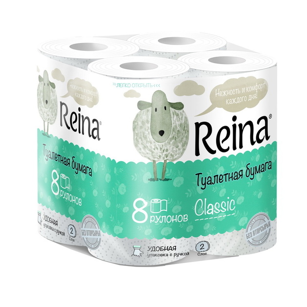Туалетная бумага «Reina» Classic двухслойная - 8 шт