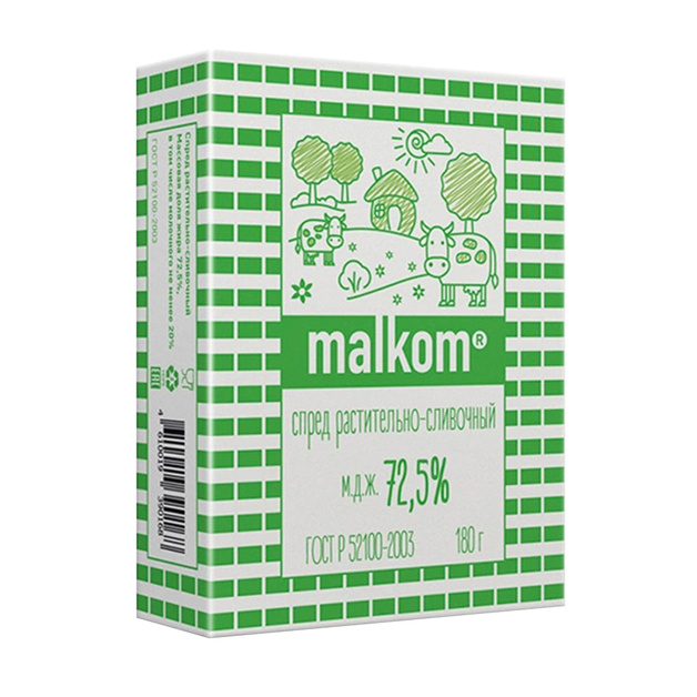 Спред растительно-сливочный 72,5% «Malkom» - 180 г