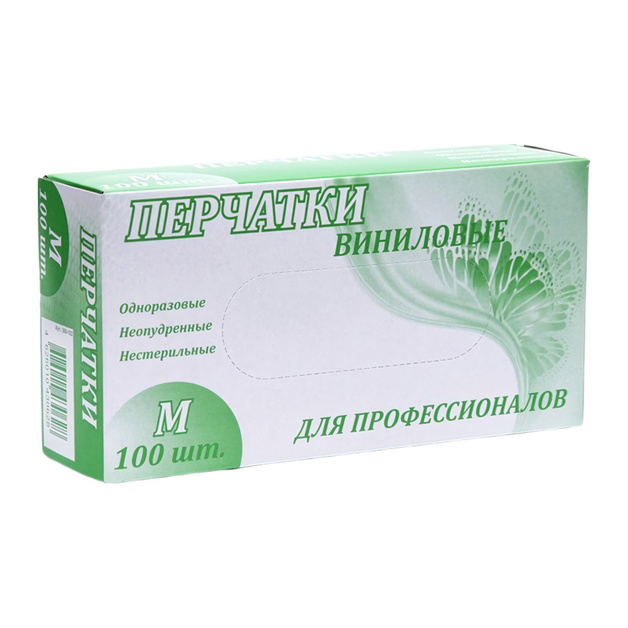 Перчатки Виниловые Неопудренные р.M 100шт