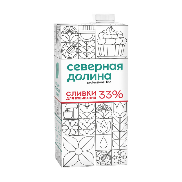 Сливки для Взбивания Северная Долина 33% 1л