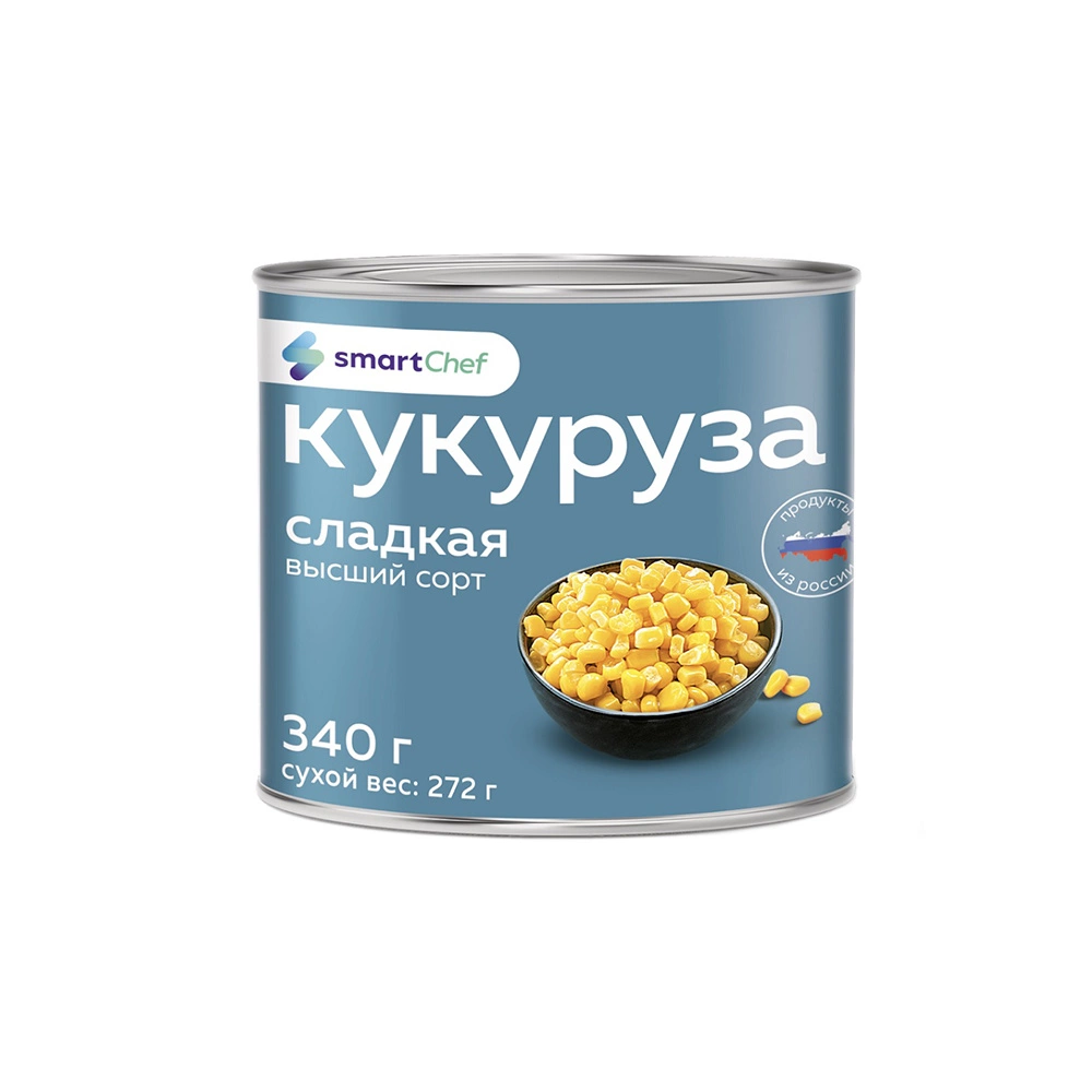 Купить Кукуруза Сладкая Smart Chef Высший Сорт 340г Сух.вес 272г ж/б с  доставкой в Москве