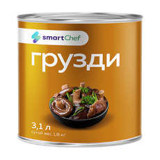 Грузди Консервированные Smart Chef Китай 3,1л Сух. Вес 1,8кг