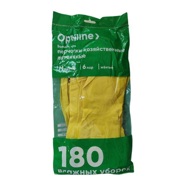 Перчатки Латексные Optiline Резиновые Желтые р.М 6 Пар