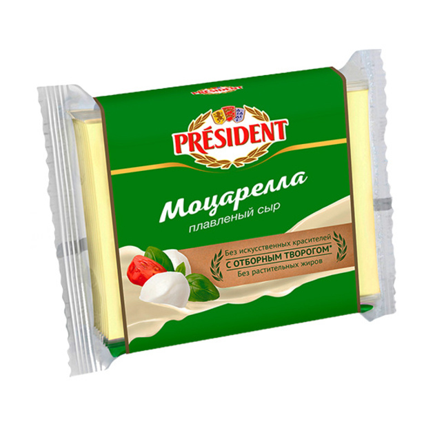 Сыр плавленый ломтевой Моцарелла «President» 45% - 150 г