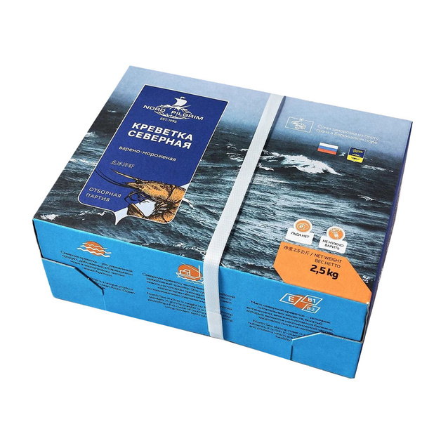 Креветки Северные Nord Pilgrim Варено-Мороженые 70+ 2,5кг