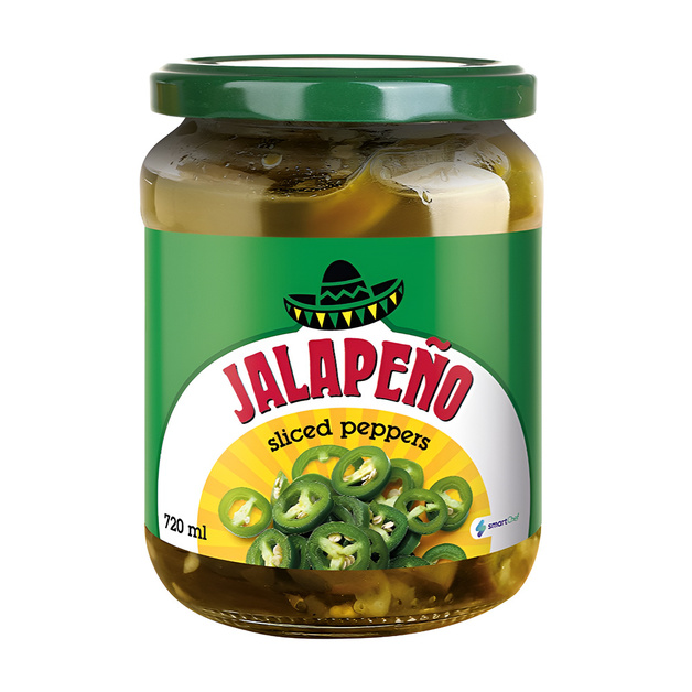 Перец Халапеньо Smart Chef Резаный Индия 720мл Сух. Вес 380г