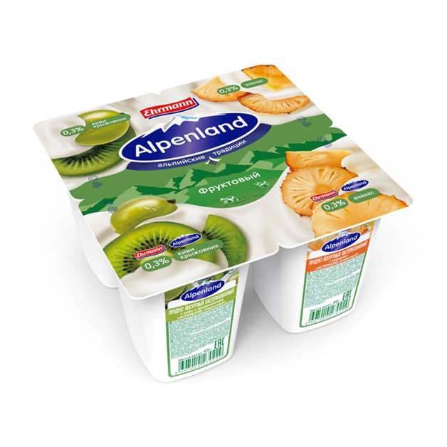 Продукт Йогуртный Alpenland Ананас Киви Крыжовник 0,3% 95г