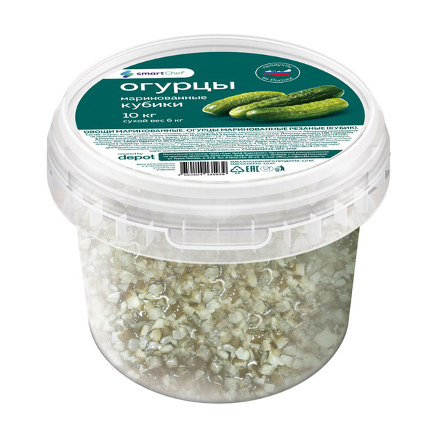 Огурцы Smart Chef Маринованные Кубики 10кг Сухой Вес 6кг