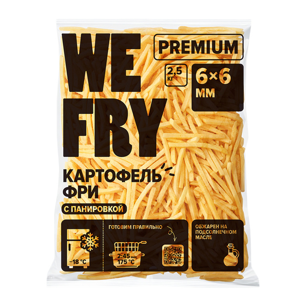Картофель Фри Fry Me Premium в Панировке 6мм 2,5кг
