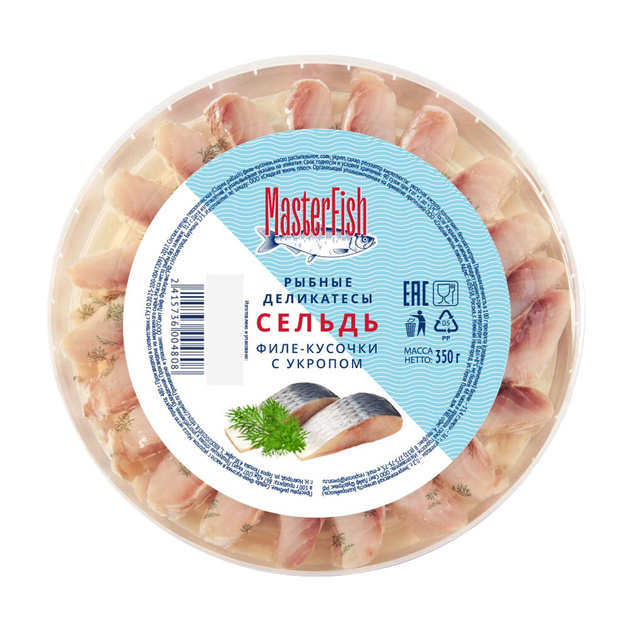 Сельдь MasterFish Филе-Кусочки в Масле с Укропом 350г