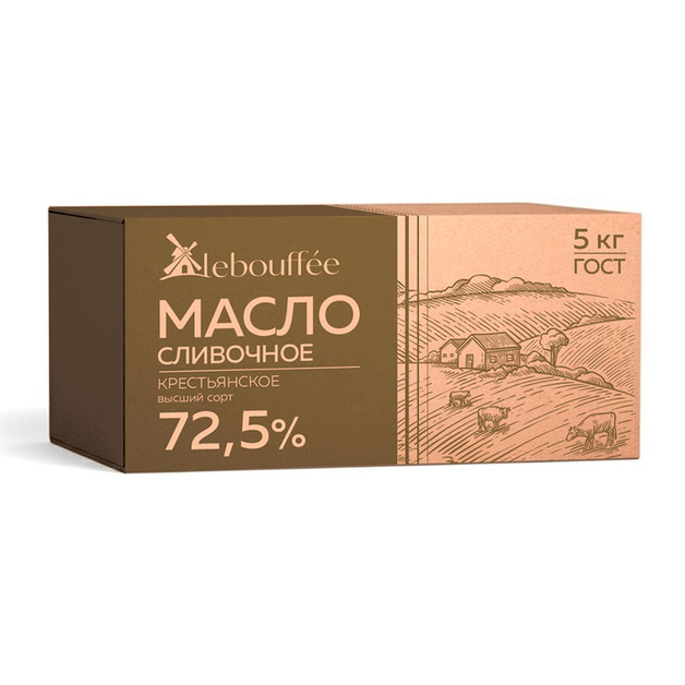 Масло Сливочное Lebouffee Крестьянское Гофрокороб 72,5% 5кг