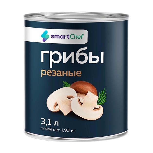 Грибы Резаные Smart Chef Вешенки Шампиньоны 3,1л Сух. Вес 1,93кг