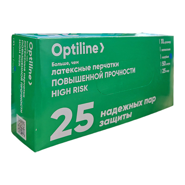Перчатки Латексные Optiline Голубые р.XL 50шт