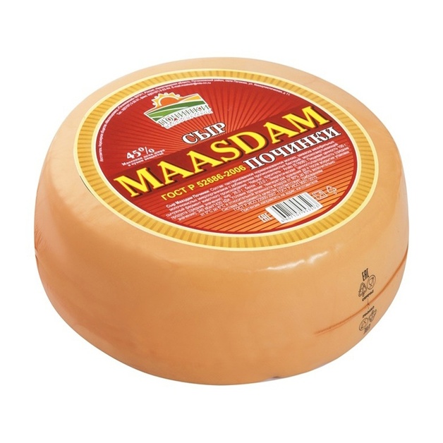 Сыр Починки Маасдам 45% 4кг