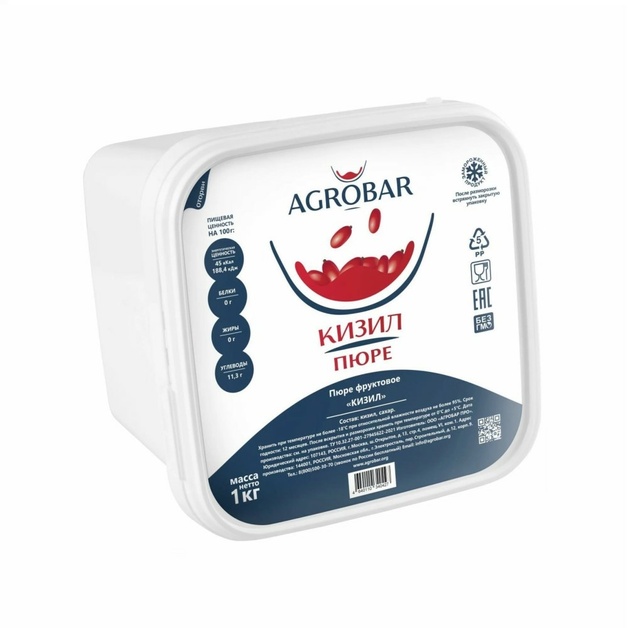 Пюре Agrobar Кизил Замороженное 1кг