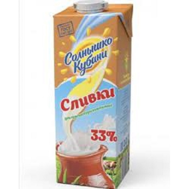 Сливки ультрапаст. 33 % ГОСТ «Солнышко Кубани» 1 л