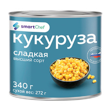 Кукуруза Сладкая Smart Chef Высший Сорт 340г Сух. Вес 272г ж/б