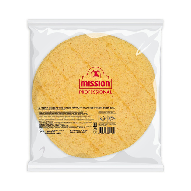Тортилья Пшеничная Mission Professional с Сыром 25см 810г