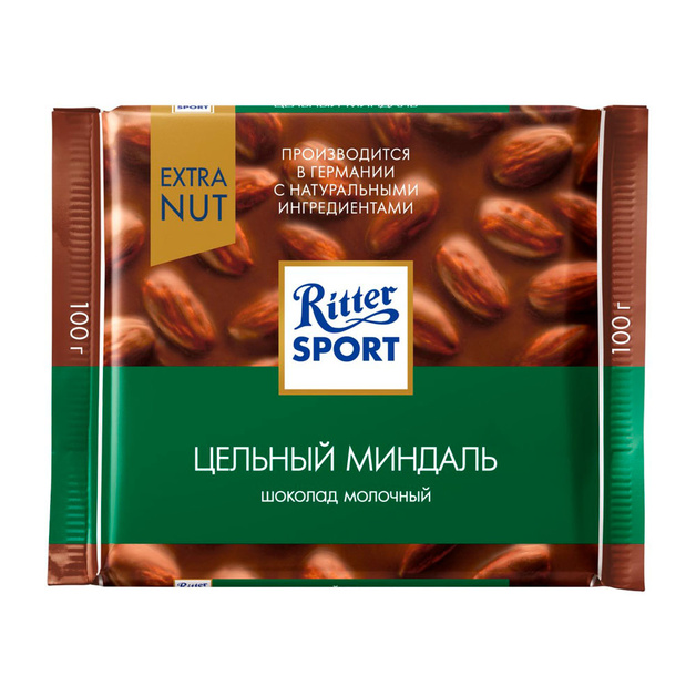Шоколад Ritter Sport Молочный с цельным миндалем 100 гр