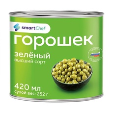Горошек Зеленый Smart Chef Высший Сорт 420мл Сух.Вес 252г ж/б