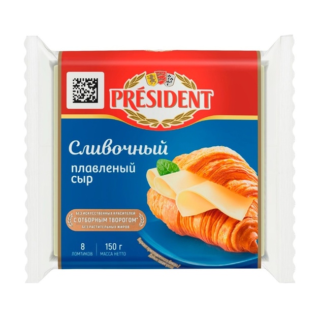 Сыр Плавленый President Сливочный Ломтевой 40% 150г