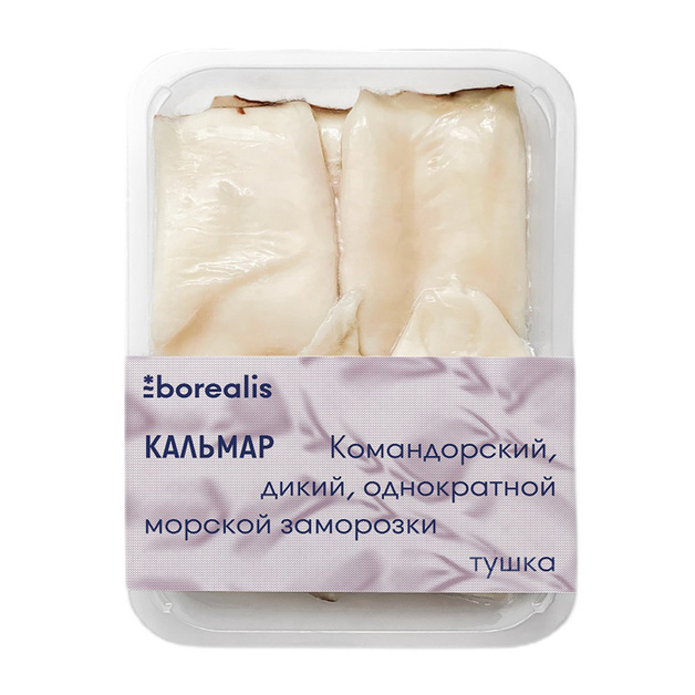 Кальмар Командорский Borealis Тушка без Кожи Мороженый 500г