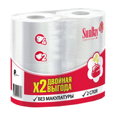 Туалетная Бумага Sunday 2 Слоя 4 Рулона