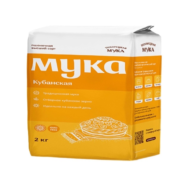 Мука Пшеничная Кубанская Высший Сорт Тихорецкая 2кг
