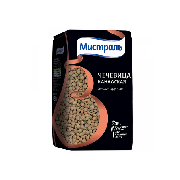 Чечевица Зеленая Мистраль Канадская Крупная 450г