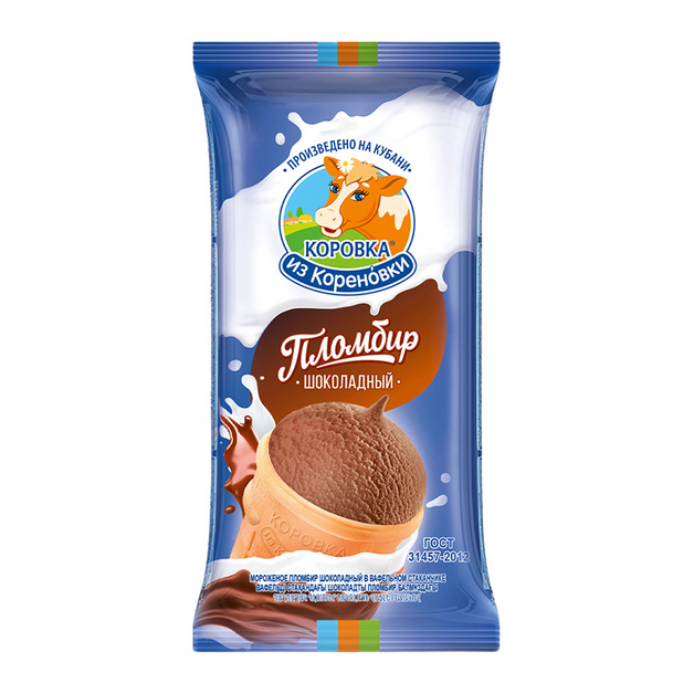 Мороженое Пломбир Коровка из Кореновки Шоколадное 100г
