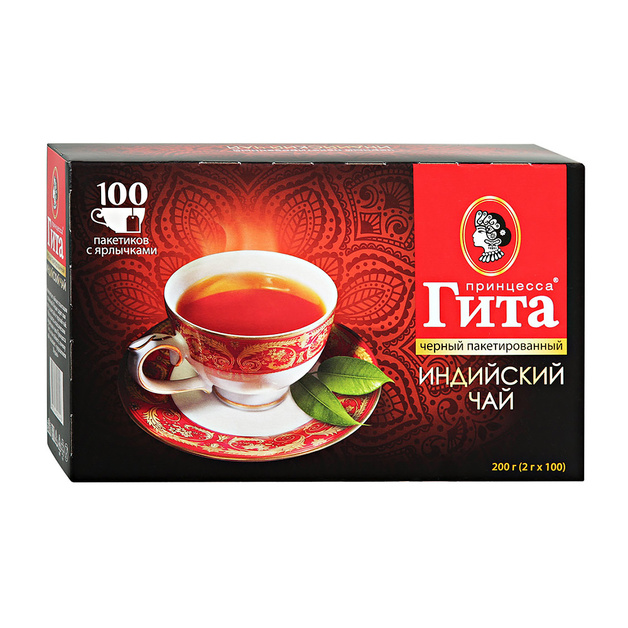 Чай Черный Принцесса Гита Индийский 100 Пакетиков