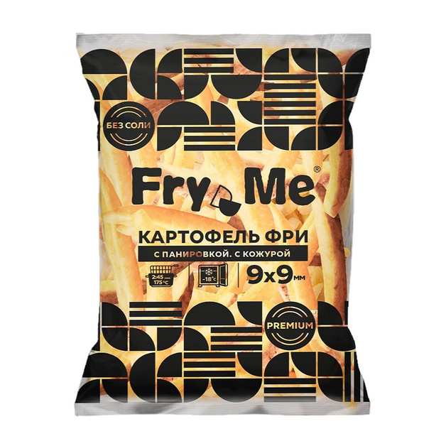 Картофель Фри Fry Me Premium в Панировке с Кожурой 9мм 2,5кг