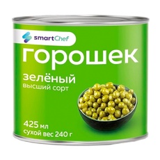 Горошек Зеленый Smart Chef Высший Сорт 425мл Сухой Вес 240г ж/б