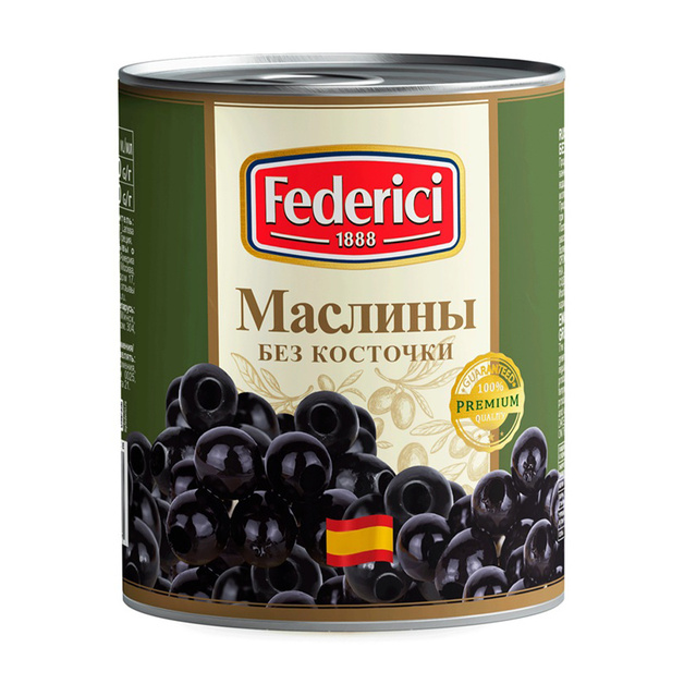 Маслины Federici без Косточки 3,1л Сухой Вес 1,45кг ж/б