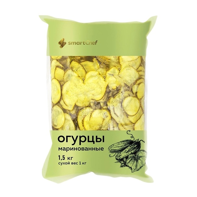 Огурцы Smart Chef Маринованные Слайсы 1,5кг Сух. Вес 1кг
