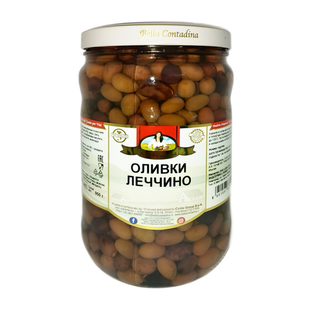 Оливки Леччино Bella Contadina с Косточкой 1,7л Сух. Вес 950г