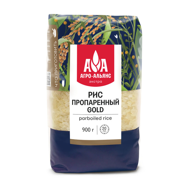 Рис Агро-Альянс Gold Пропаренный 900г