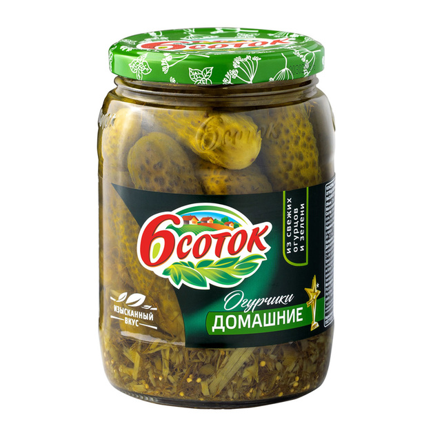 Огурчики 6 Соток Домашние 720мл Сухой Вес 360г Стекло