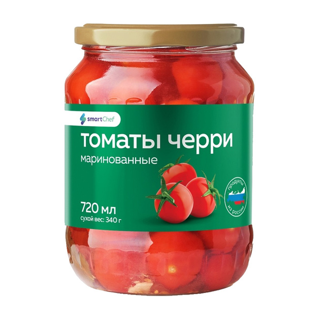 Томаты Черри Smart Chef Маринованные 720мл Сухой Вес 340г Стекло