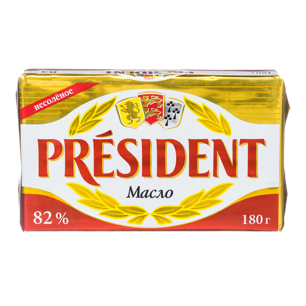 Масло Сливочное President 82% 180г