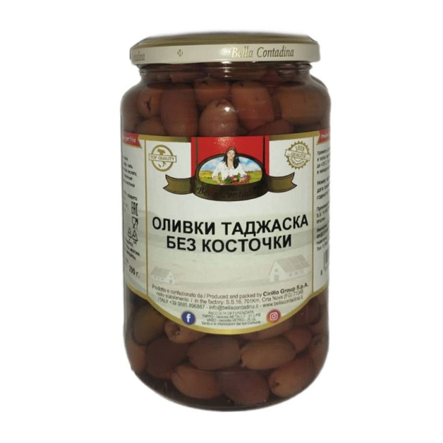 Оливки Таджаска без Косточки Bella Contadina 580мл Сух. Вес 290г