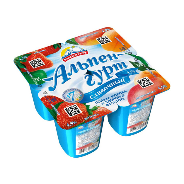 Продукт Йогуртный Альпенгурт Клубника Абрикос 4,5% 100г