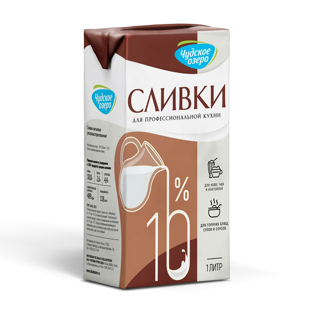 Сливки Чудское Озеро Ультрапастеризованные 10% 1л
