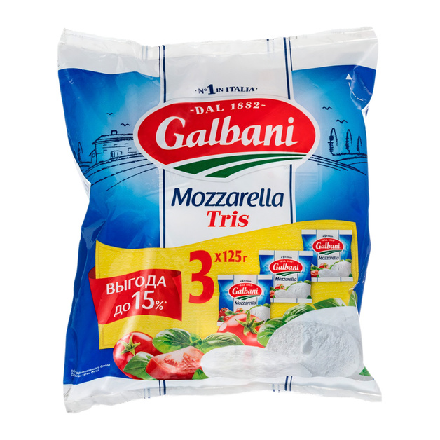 Сыр Моцарелла Galbani Трио 45% 3*125г
