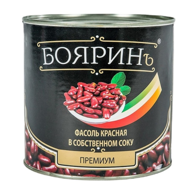 Фасоль Красная Бояринъ в Собственном Соку Россия 3,1л Сухой Вес 1,65кг