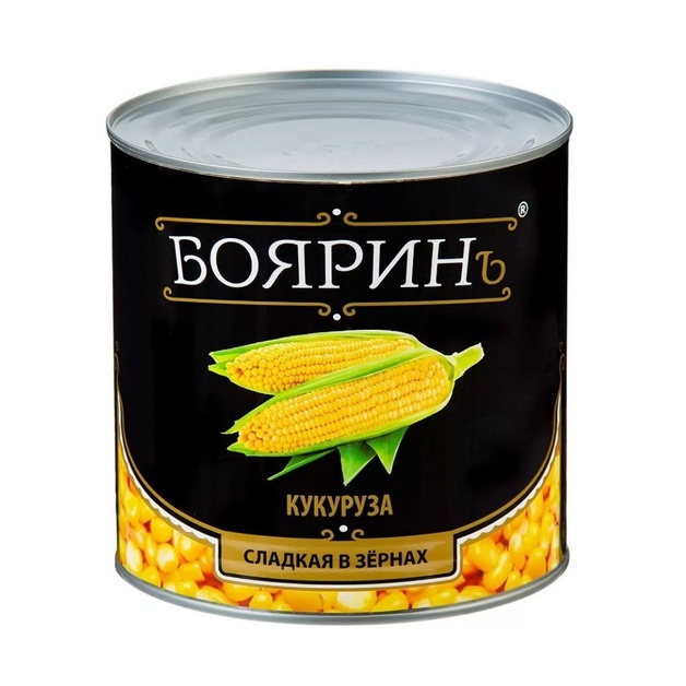 Кукуруза Сладкая Бояринъ Китай 2,65л Сухой Вес 1,85кг ж/б