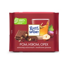 Шоколад «Ritter Sport» Молочный Ром, изюм, орех 100 гр