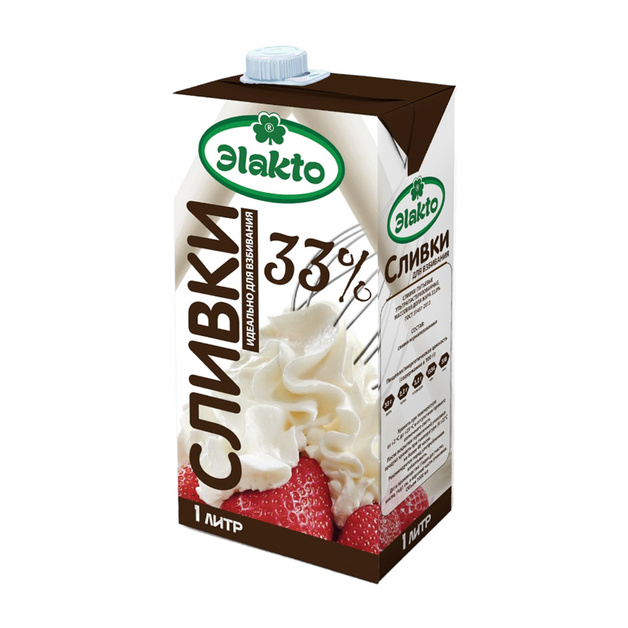 Сливки Эlakto для Взбивания Ультрапастеризованные ГОСТ 33% 1л