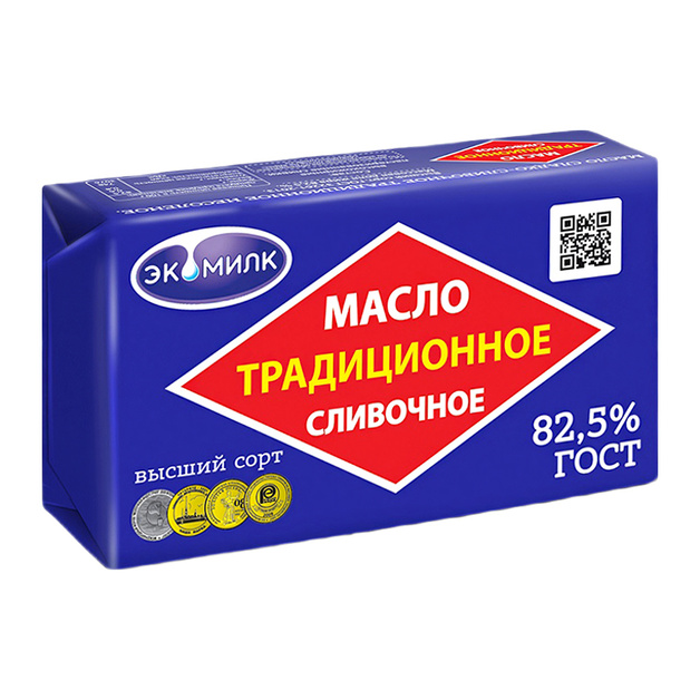Масло Сливочное Экомилк Традиционное 82,5% 160г